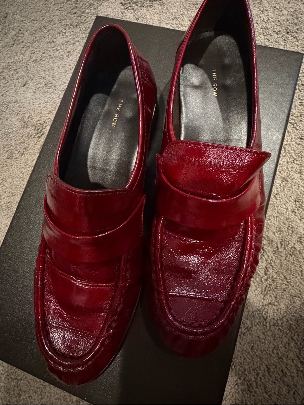 The Row Women's Soft Leather Loafers in Rouge. Size 5.5 - Picture 2 of 3